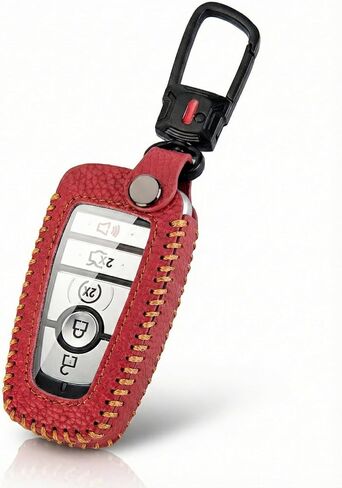 YONUFI for Ford Key Fob Cover Keychain Leather Car Smart Key Case Protector Holder Compatible with 2017-2024 Bronco Escape Mustang Explorer F150 F250 F350 Fusion Edge (Black) in Kuwait