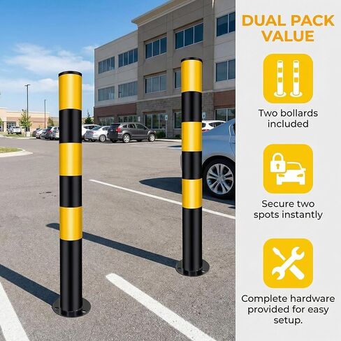 Safety Bollards,Heavy Duty Steel Parking Barrier,29.5in Metal Traffic Bollard for Parking Lot,Traffic Control,Driveway Barrier,Parking Pole,Traffic Sensitive Areas in Kuwait