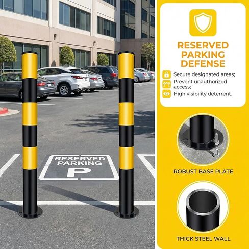 Safety Bollards,Heavy Duty Steel Parking Barrier,29.5in Metal Traffic Bollard for Parking Lot,Traffic Control,Driveway Barrier,Parking Pole,Traffic Sensitive Areas in Kuwait
