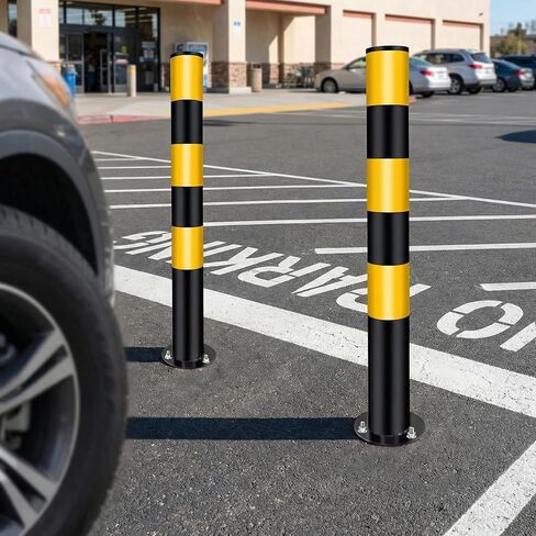 Safety Bollards,Heavy Duty Steel Parking Barrier,29.5in Metal Traffic Bollard for Parking Lot,Traffic Control,Driveway Barrier,Parking Pole,Traffic Sensitive Areas in Kuwait