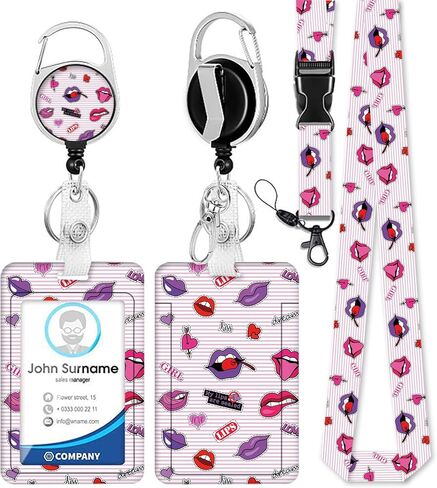 ID Badge Holder with Lanyard,Retractable ID Badge Card Holders&Detachable Lanyard Strap,ID Card Protector for Women Teacher Nurse Doctor Office. (Black Cat-01) in Saudi Arabia