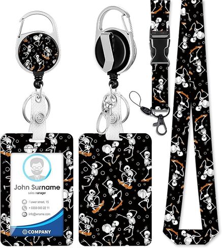 ID Badge Holder with Lanyard,Retractable ID Badge Card Holders&Detachable Lanyard Strap,ID Card Protector for Women Teacher Nurse Doctor Office. (Black Cat-01) in Saudi Arabia