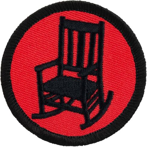 Retro Red and Black Rocking Chair Patrol Patch - 2" Diameter Round Embroidered Patch (Sew-on) in Saudi Arabia