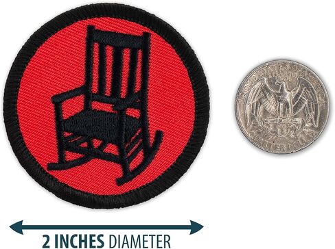 Retro Red and Black Rocking Chair Patrol Patch - 2" Diameter Round Embroidered Patch (Sew-on) in Saudi Arabia