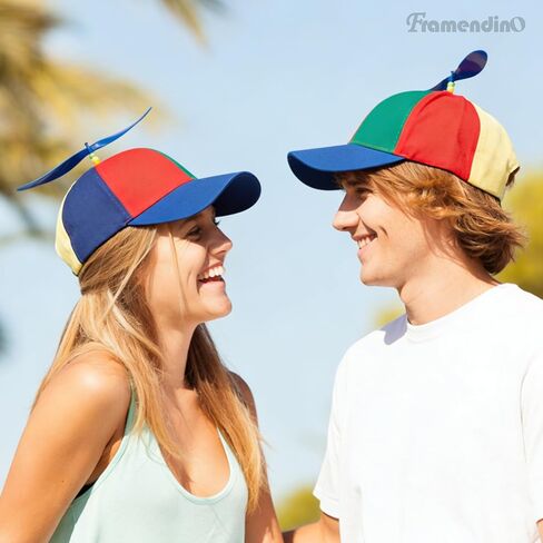 Framendino, Rainbow Propeller Hats Detachable Helicopter Top hats Funny Hat Baseball Cap with 2 Bow Tie 4 Plastic Dragonflies in Saudi Arabia