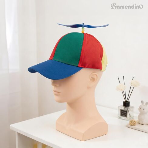 Framendino, Rainbow Propeller Hats Detachable Helicopter Top hats Funny Hat Baseball Cap with 2 Bow Tie 4 Plastic Dragonflies in Saudi Arabia