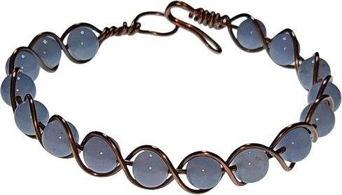 Aquamarine StoneAqua Bead and Copper Infinity Bracelet Handmade in Saudi Arabia