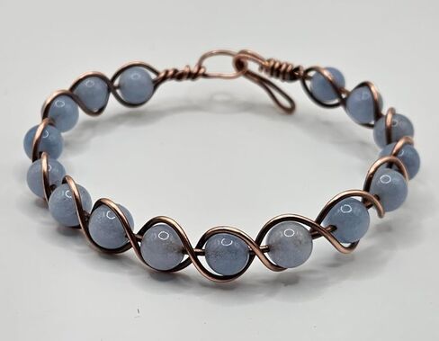 Aquamarine StoneAqua Bead and Copper Infinity Bracelet Handmade in Saudi Arabia