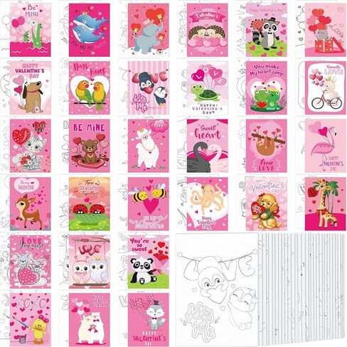 Dispowreath 30 Pcs Valentine Vintage Animals Pre Printed Canvas Pre Drawn Canvas Painting 5 x 7 Inch Outline Painting Panels Stretched Panels Set for Beginners, DIY Craft Project, Party Favor, Home in Saudi Arabia