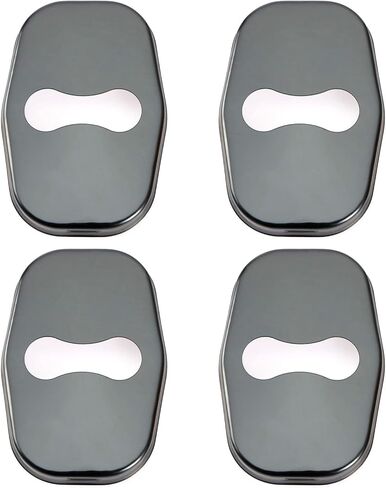 4PCS Car Door Lock Cover Protector for 208 308 408 508 2008 3008 Guard Latch Cap Sticker Buckle Anti-Corrosion Automotive Interior Accessories Stainless Steel Black in Saudi Arabia
