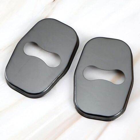 4PCS Car Door Lock Cover Protector for 208 308 408 508 2008 3008 Guard Latch Cap Sticker Buckle Anti-Corrosion Automotive Interior Accessories Stainless Steel Black in Saudi Arabia