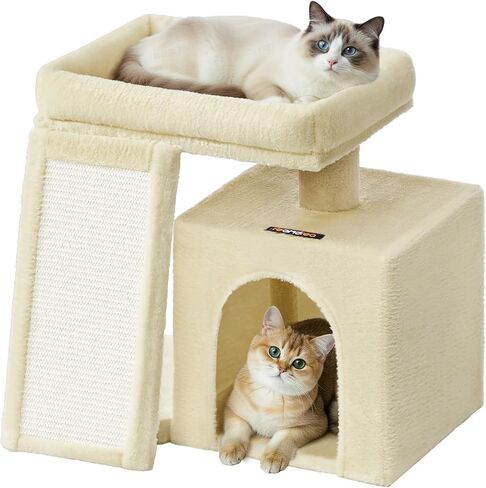Feandrea Small Cat Tree, Cat Tower Condo, Scratching Ramp, Large Top Perch, Cave, 20.1 x 15.4 x 18.3 Inches, Dove Gray UPCT010GD02S in Saudi Arabia