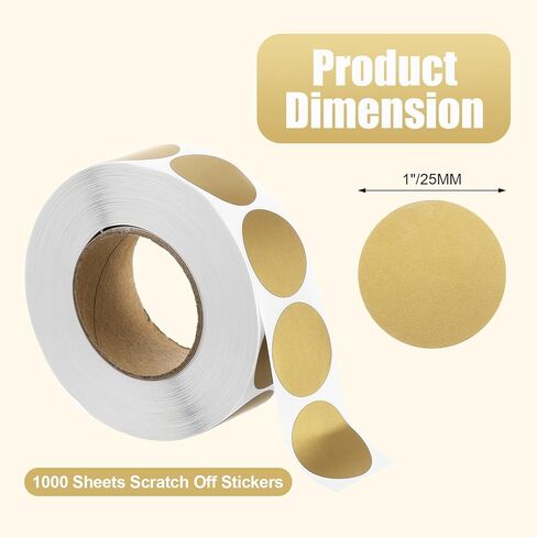 1000 Pcs 1 Inch Round Scratch Off Stickers, Self Adhesive Scratch Off Stickers, Circle DIY Sticker for Gender Reveal Reward Programs Lottery Tickets(Gold) in Saudi Arabia