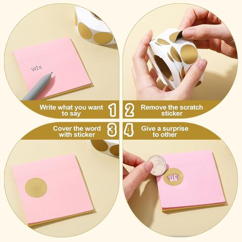1000 Pcs 1 Inch Round Scratch Off Stickers, Self Adhesive Scratch Off Stickers, Circle DIY Sticker for Gender Reveal Reward Programs Lottery Tickets(Gold) in Saudi Arabia
