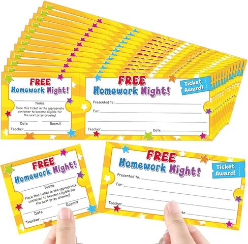 Eersida 100 Pcs No Homework Pass Rewards Card for Student Classroom Management Tools Elementary Classroom Must Have Teacher Awards Incentive Prize for School Teacher Essentials Supplies in Saudi Arabia