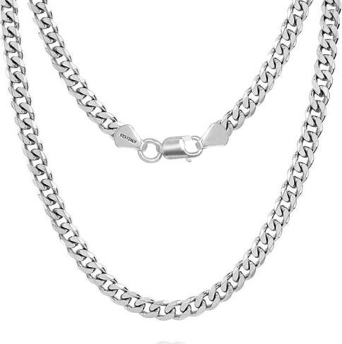 LeCalla Solid 925 Sterling Silver Italian 6.5mm Diamond Cut Cuban Link Curb Chain Necklace for Men 26 Inches in Saudi Arabia