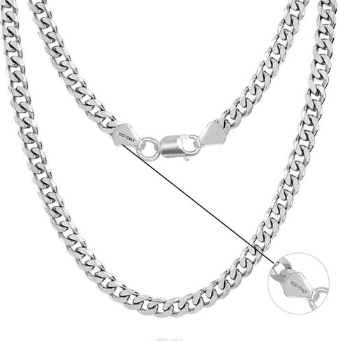 LeCalla Solid 925 Sterling Silver Italian 6.5mm Diamond Cut Cuban Link Curb Chain Necklace for Men 26 Inches in Saudi Arabia