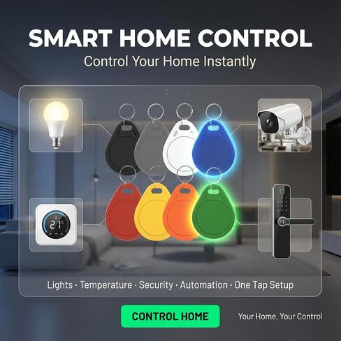 علامات NFC Tag215 NFC Keytags أسود NFC fob قابل لإعادة الكتابة NFC 215 بطاقة عمل NFC قابلة للبرمجة NFC Tag 504 بايت ذاكرة، متوافقة مع Android وiPhones (NFC215colorful) in Kuwait