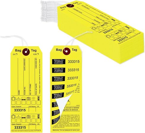 1000 بطاقة المطالبة بالأمتعة مع سلسلة مرفقة، مرقمة بشكل متتابع، مع صور الأمتعة، وملصقات الحقائب، وتذكرة المطالبة - علامات الحقائب لتخزين حقائب الفنادق والموتيلات. الحجم: 6 3/4 بوصة (ارتفاع) × 2 1/2 بوصة (عرض). in Kuwait