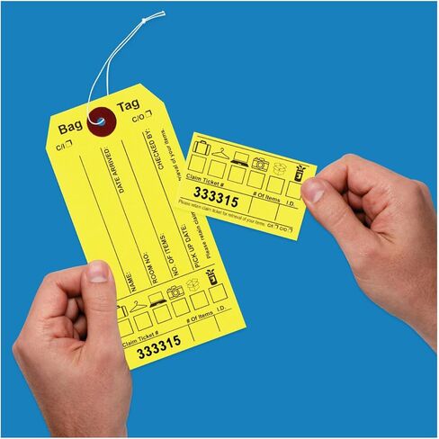 1000 بطاقة المطالبة بالأمتعة مع سلسلة مرفقة، مرقمة بشكل متتابع، مع صور الأمتعة، وملصقات الحقائب، وتذكرة المطالبة - علامات الحقائب لتخزين حقائب الفنادق والموتيلات. الحجم: 6 3/4 بوصة (ارتفاع) × 2 1/2 بوصة (عرض). in Kuwait