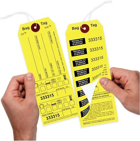 1000 بطاقة المطالبة بالأمتعة مع سلسلة مرفقة، مرقمة بشكل متتابع، مع صور الأمتعة، وملصقات الحقائب، وتذكرة المطالبة - علامات الحقائب لتخزين حقائب الفنادق والموتيلات. الحجم: 6 3/4 بوصة (ارتفاع) × 2 1/2 بوصة (عرض). in Kuwait