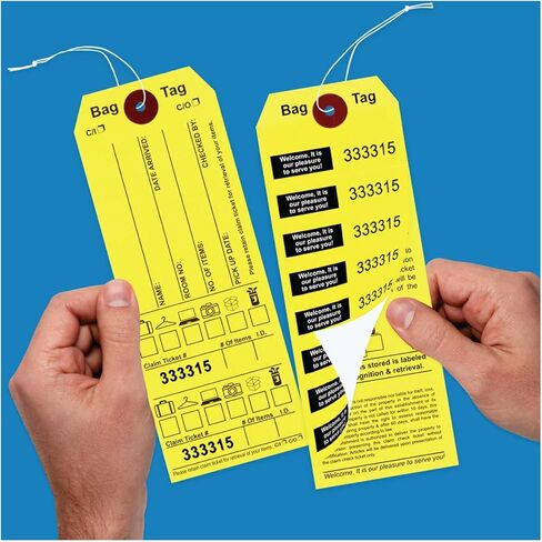 1000 بطاقة المطالبة بالأمتعة مع سلسلة مرفقة، مرقمة بشكل متتابع، مع صور الأمتعة، وملصقات الحقائب، وتذكرة المطالبة - علامات الحقائب لتخزين حقائب الفنادق والموتيلات. الحجم: 6 3/4 بوصة (ارتفاع) × 2 1/2 بوصة (عرض). in Kuwait