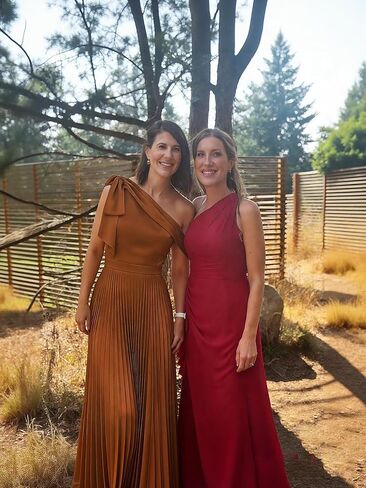 One Shoulder Satin Bridesmaid Dresses for Women Pleated High Waist A Line Formal Dress with Bow in Saudi Arabia