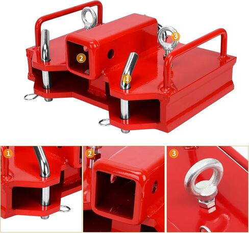 مرفق وصلة وصلة مقطورة رافعة شوكية مزدوجة من YINTATECH، سعة سحب 6500 رطل بواسطة جهاز استقبال 2 بوصة، يناسب الشوكات التي يصل عرضها إلى 5.5 بوصة in Kuwait