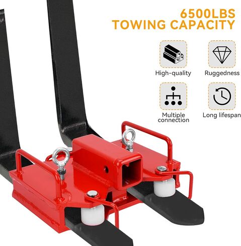 مرفق وصلة وصلة مقطورة رافعة شوكية مزدوجة من YINTATECH، سعة سحب 6500 رطل بواسطة جهاز استقبال 2 بوصة، يناسب الشوكات التي يصل عرضها إلى 5.5 بوصة in Kuwait