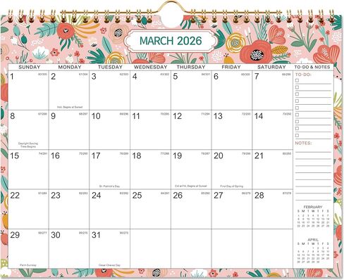 2026-2027 Wall Calendar - 2026 Calendar from Jan. 2026 - Dec. 2026, Wall Calendars 8.5 x 11 with Julian Dates, Twin-Wire Binding in Saudi Arabia