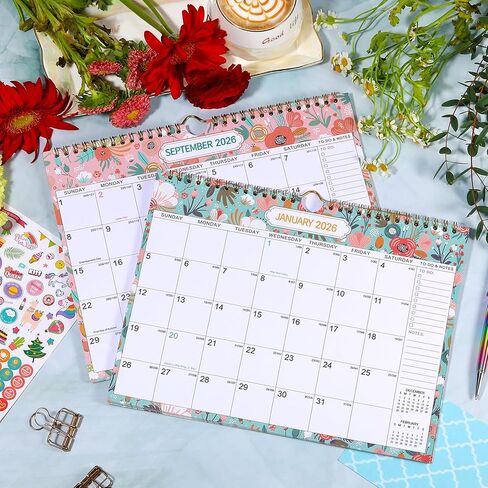 2026-2027 Wall Calendar - 2026 Calendar from Jan. 2026 - Dec. 2026, Wall Calendars 8.5 x 11 with Julian Dates, Twin-Wire Binding in Saudi Arabia