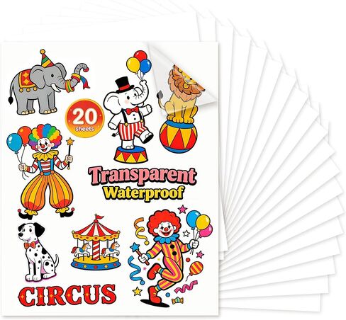 Joyclub Sublimation Sticker Paper, 20 Sheets 8.5x11 Glossy Transparent Waterproof Sticker Paper Vinyl for Sublimation Inkjet Printer and Heat Press, High Clarity for Mugs and Labels in Kuwait