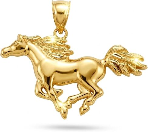 CA CHARMAMERICA Gold Galloping Horse Charm - 10 Karat Solid Gold - Horse Pendant in Kuwait