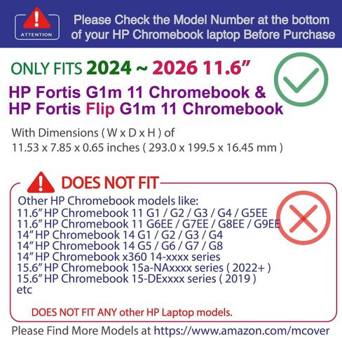 mCover Case ONLY Compatible for 2024-2026 11.6" HP Fortis G1m 11 Clamshell or Fortis Flip G1m 11 2-in-1 Chromebook (NOT Fitting Any Other HP Models)- Clear in Saudi Arabia