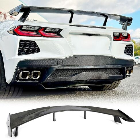 طقم MCARCAR سبويلر خلفي من ألياف الكربون الحقيقي لسيارة شيفروليه كورفيت C8 2020-2025 بابين خلفي هايكيك سبويلر جناح مخرج المصنع in Saudi Arabia