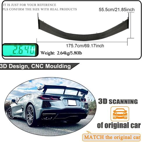 طقم MCARCAR سبويلر خلفي من ألياف الكربون الحقيقي لسيارة شيفروليه كورفيت C8 2020-2025 بابين خلفي هايكيك سبويلر جناح مخرج المصنع in Saudi Arabia
