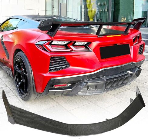 طقم MCARCAR سبويلر خلفي من ألياف الكربون الحقيقي لسيارة شيفروليه كورفيت C8 2020-2025 بابين خلفي هايكيك سبويلر جناح مخرج المصنع in Saudi Arabia