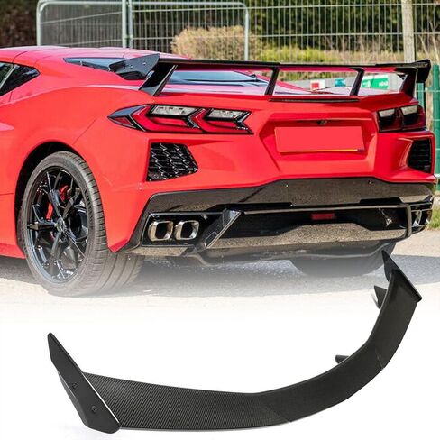 طقم MCARCAR سبويلر خلفي من ألياف الكربون الحقيقي لسيارة شيفروليه كورفيت C8 2020-2025 بابين خلفي هايكيك سبويلر جناح مخرج المصنع in Saudi Arabia
