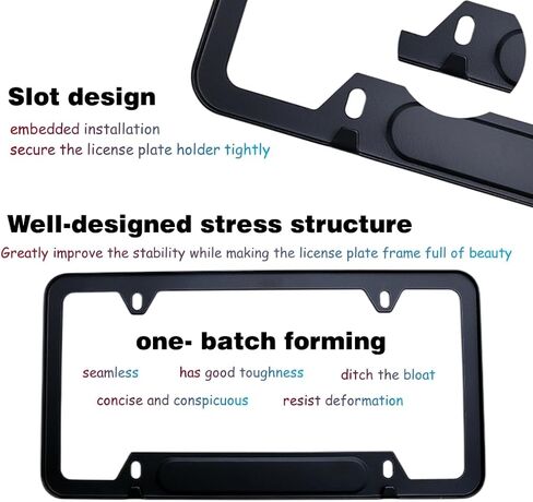 2 Pcs Black License Plate Frames Metal Aluminum Material 4 Holes License Plate Covers Screw Caps Cover Set Compatible with Range Rover and More in Kuwait
