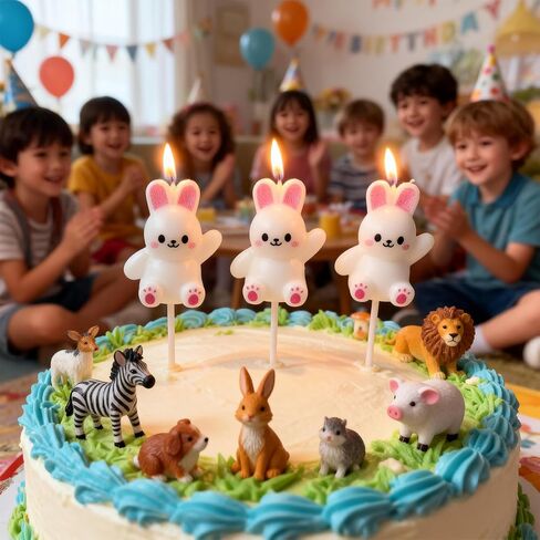 Cartoon Bunny Birthday Candles,3 Pack Cute Mini Funny Pink Ear Rabbit Decor for Cakes,Cupcakes,Cake Toppers for Easter,Baby Showers & Celebrations in Saudi Arabia