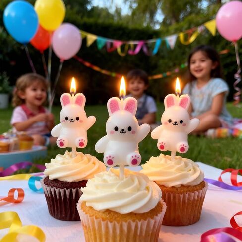 Cartoon Bunny Birthday Candles,3 Pack Cute Mini Funny Pink Ear Rabbit Decor for Cakes,Cupcakes,Cake Toppers for Easter,Baby Showers & Celebrations in Saudi Arabia