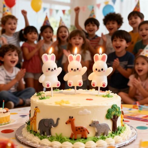 Cartoon Bunny Birthday Candles,3 Pack Cute Mini Funny Pink Ear Rabbit Decor for Cakes,Cupcakes,Cake Toppers for Easter,Baby Showers & Celebrations in Saudi Arabia