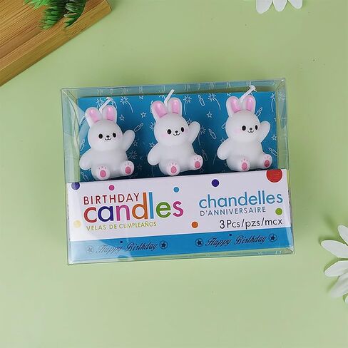 Cartoon Bunny Birthday Candles,3 Pack Cute Mini Funny Pink Ear Rabbit Decor for Cakes,Cupcakes,Cake Toppers for Easter,Baby Showers & Celebrations in Saudi Arabia