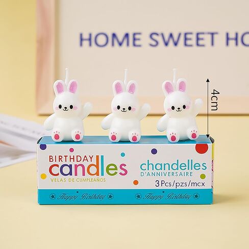 Cartoon Bunny Birthday Candles,3 Pack Cute Mini Funny Pink Ear Rabbit Decor for Cakes,Cupcakes,Cake Toppers for Easter,Baby Showers & Celebrations in Saudi Arabia