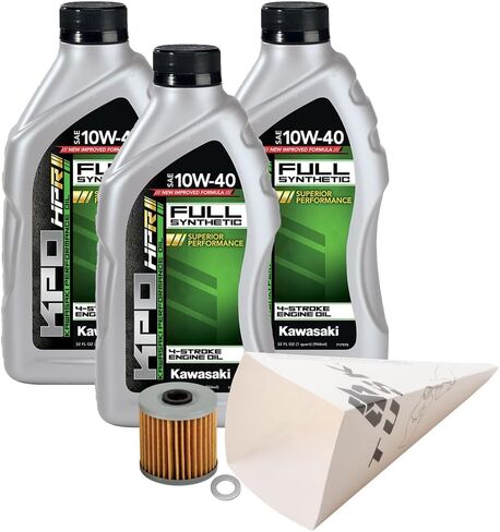 طقم تغيير الزيت Tusk 4-Stroke 10W-40 متوافق مع Kawasaki KLR 650 1990-2026 (KPO اصطناعي بالكامل) in Saudi Arabia