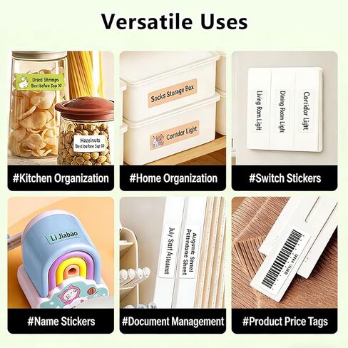 12 × 40mm Thermal Sticker Labels, Commonly Used for Home, Shopping, and Book Labeling, Compatible with Thermal Printers - Self-Adhesive Sticker Labels (5 Rolls|5 Colors) in Saudi Arabia