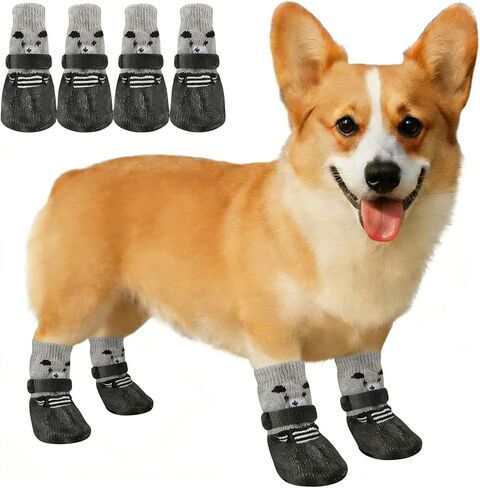 أحذية للكلاب، جوارب مقاومة للماء وجيدة التهوية مع نعل مضاد للانزلاق، أحذية للكلاب في الهواء الطلق مقاومة للاهتراء للتنزه سيرًا على الأقدام والجري_M (أحمر) in Kuwait