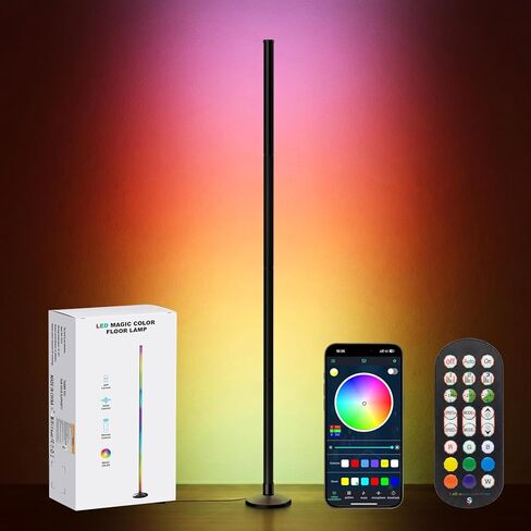 Corner Floor Lamp Smart RGB LED Corner Lamp with Music Sync, App and Remote Control Color Changing Ambience Light, Timing for Living Room, Bedroom, Gaming Room in Saudi Arabia