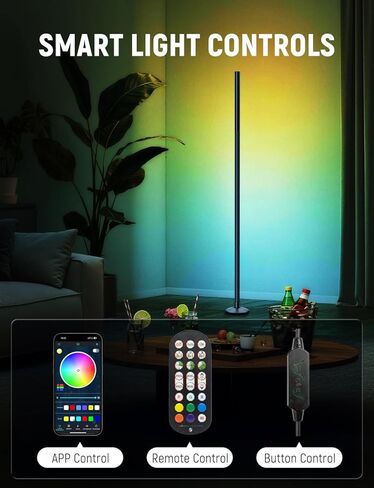 Corner Floor Lamp Smart RGB LED Corner Lamp with Music Sync, App and Remote Control Color Changing Ambience Light, Timing for Living Room, Bedroom, Gaming Room in Saudi Arabia