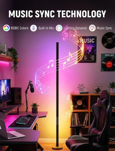 Corner Floor Lamp Smart RGB LED Corner Lamp with Music Sync, App and Remote Control Color Changing Ambience Light, Timing for Living Room, Bedroom, Gaming Room in Saudi Arabia
